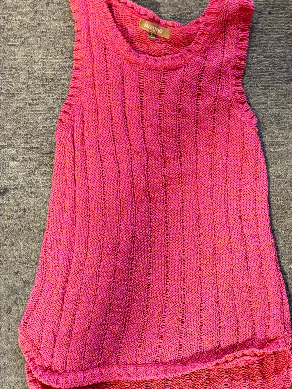 Ellen Tracy Hot Pink Open-Knit Sweater tank top